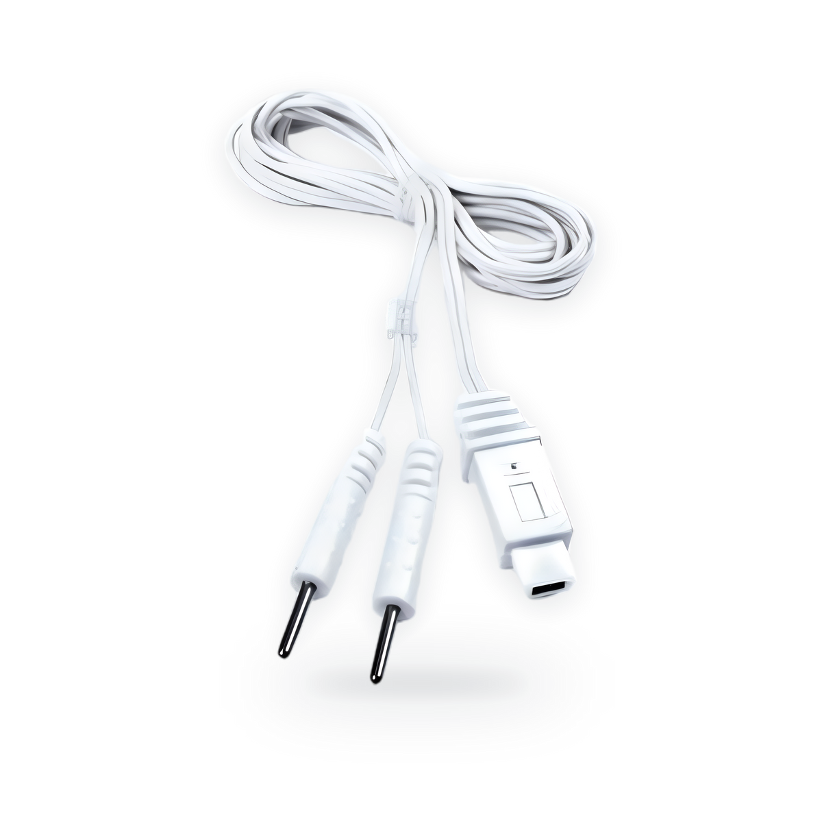 TensCare white replacement lead with mini-USB connector and two 2 mm pins for the iTouch Sure and Elise