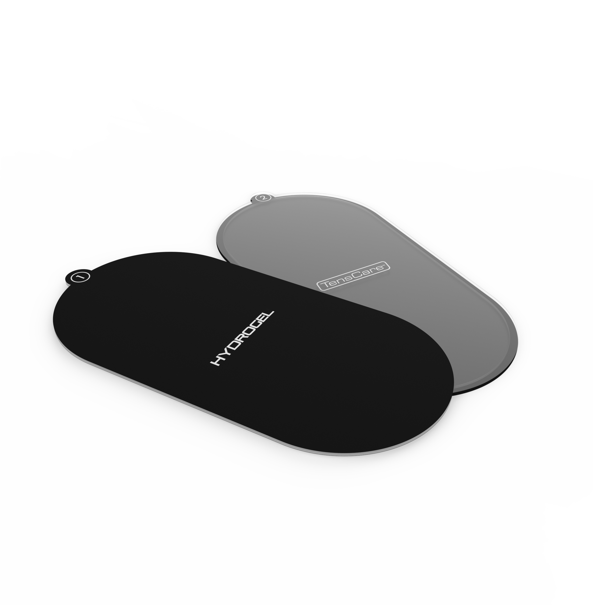 TensCare FORM large oval hydrogel pads shown at an angle