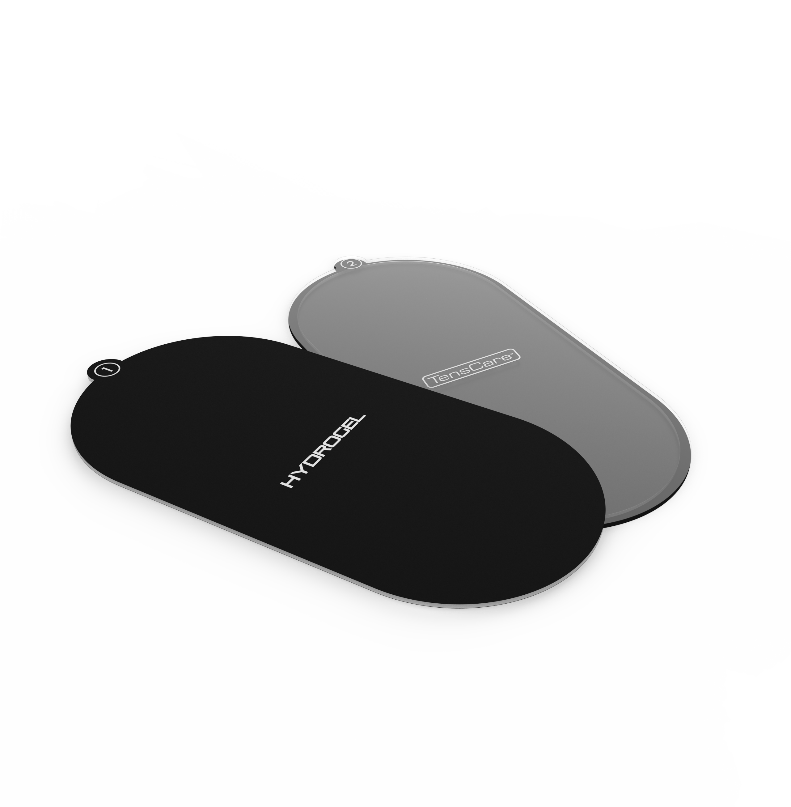 TensCare FORM large oval hydrogel pads shown at an angle