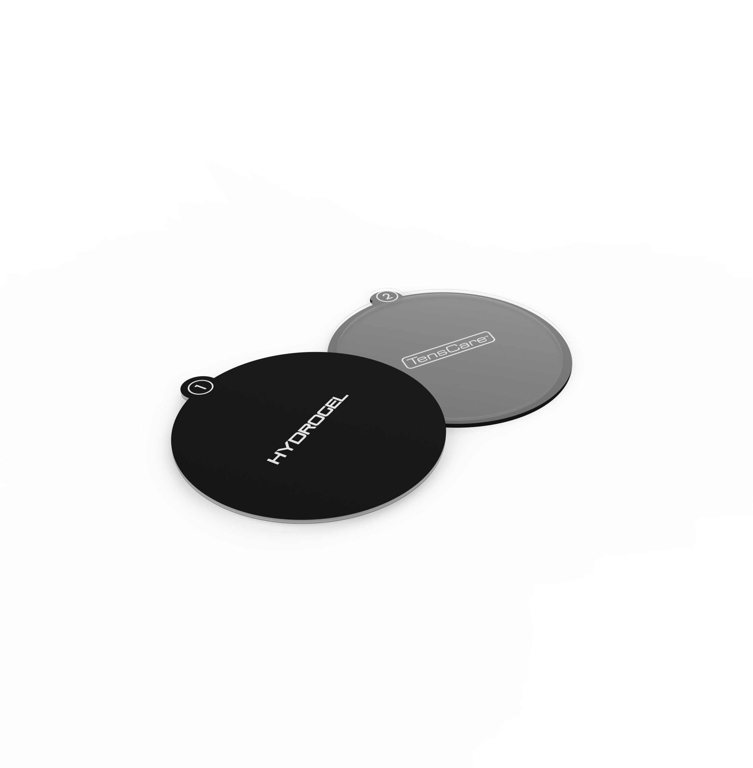 TensCare FORM small round hydrogel pads shown at an angle