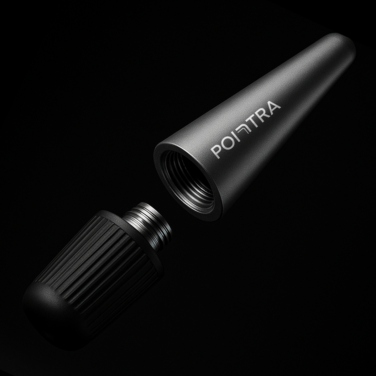 TensCare Pointra shown separated into its head and body on a black background