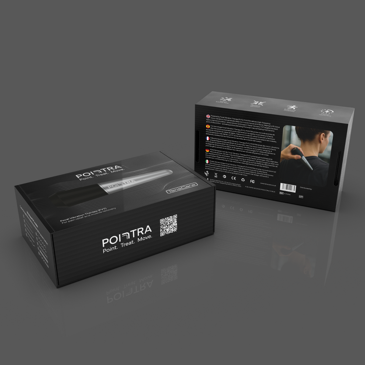 TensCare Pointra retail box, angled view
