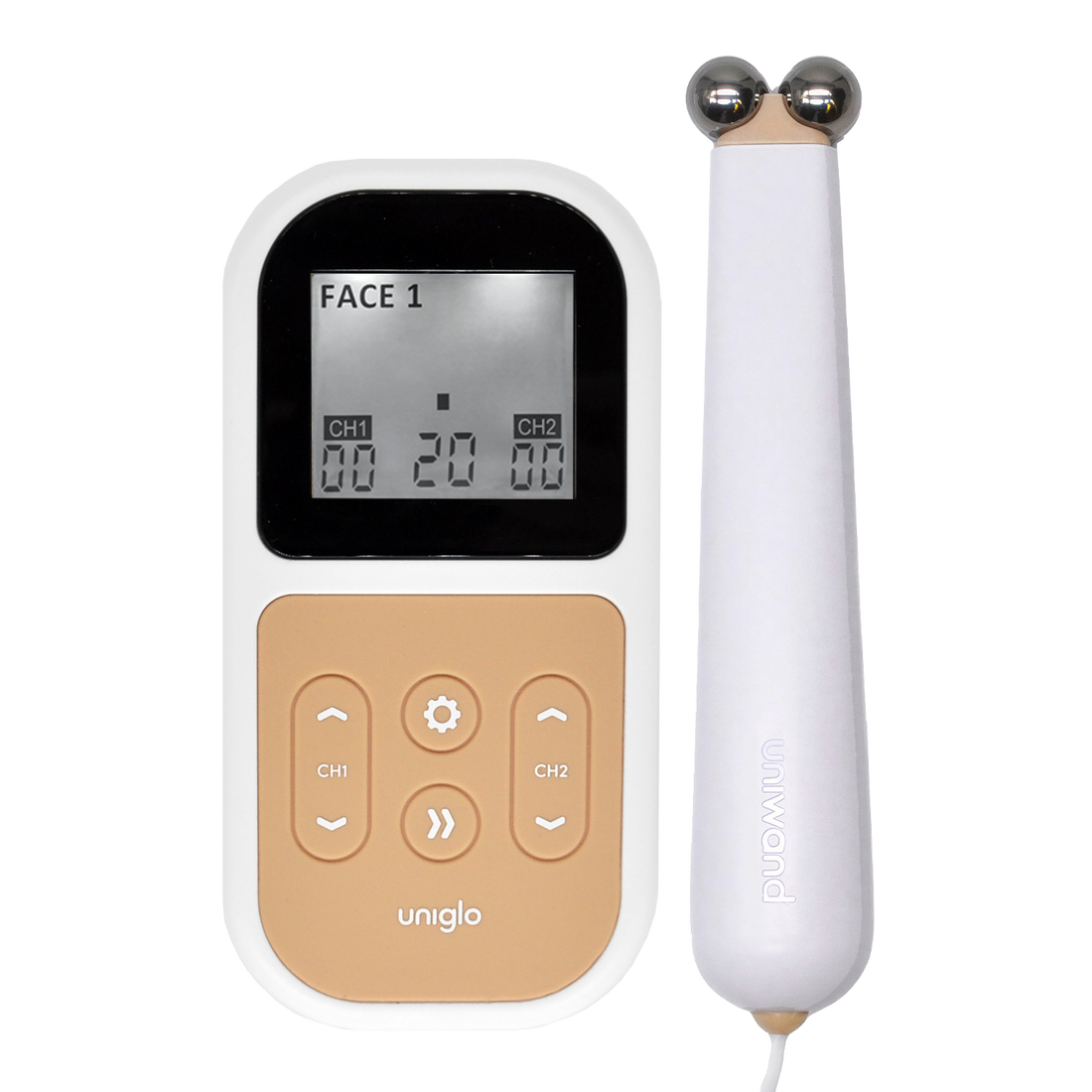 TensCare Uniglo unit with the Uniwand facial roller attachment