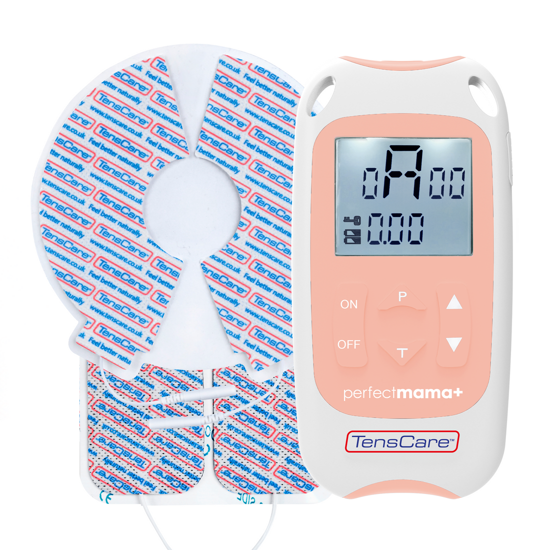 TensCare Perfect Mama+ maternity TENS unit with its large maternity electrode pads