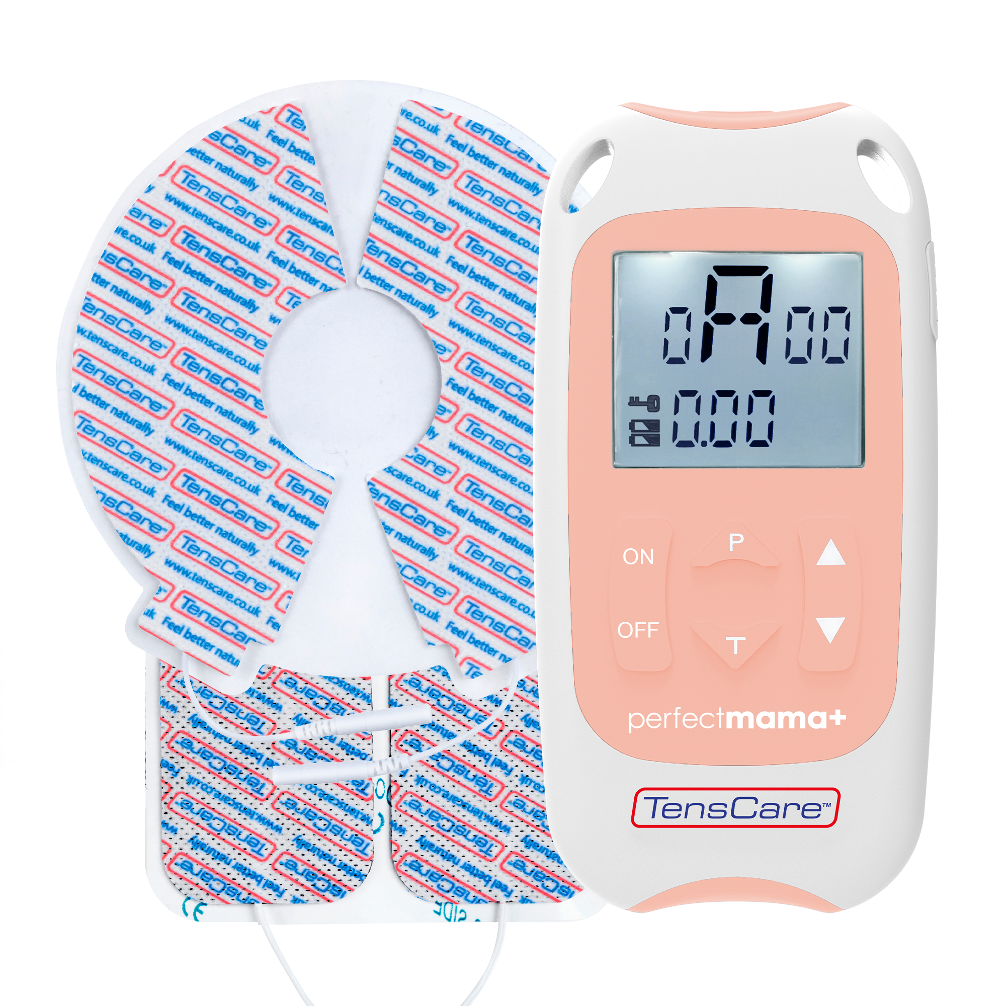 TensCare Perfect Mama+ maternity TENS unit with its large maternity electrode pads