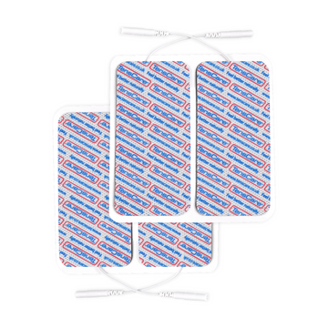 Four TensCare Perfect MamaTENS replacement electrode pads with lead wires