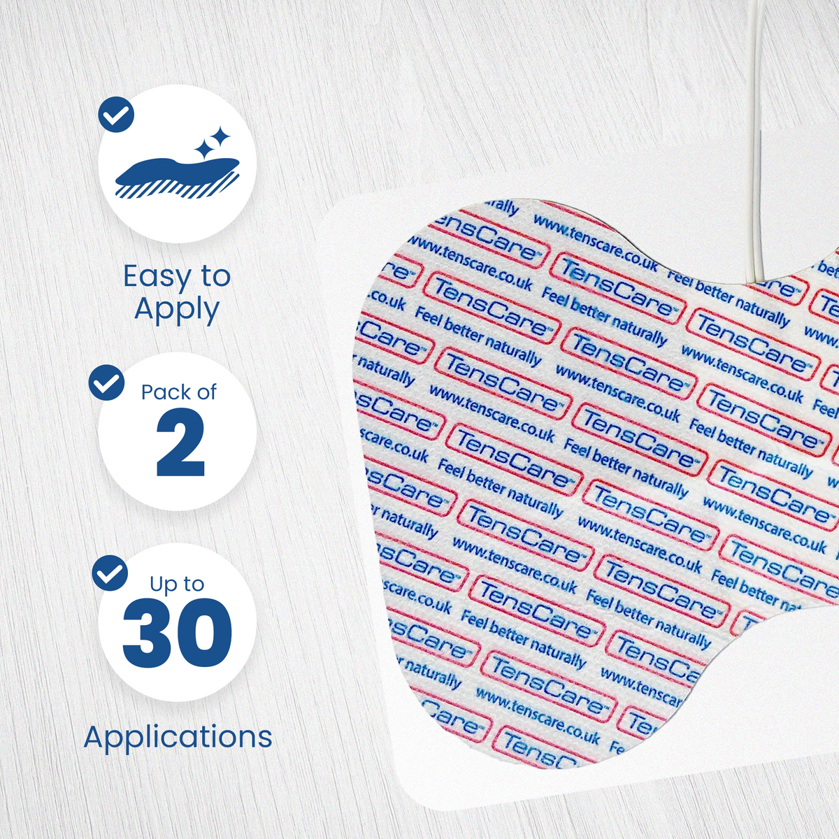 TensCare butterfly electrode, easy to apply, pack of 2, up to 30 applications