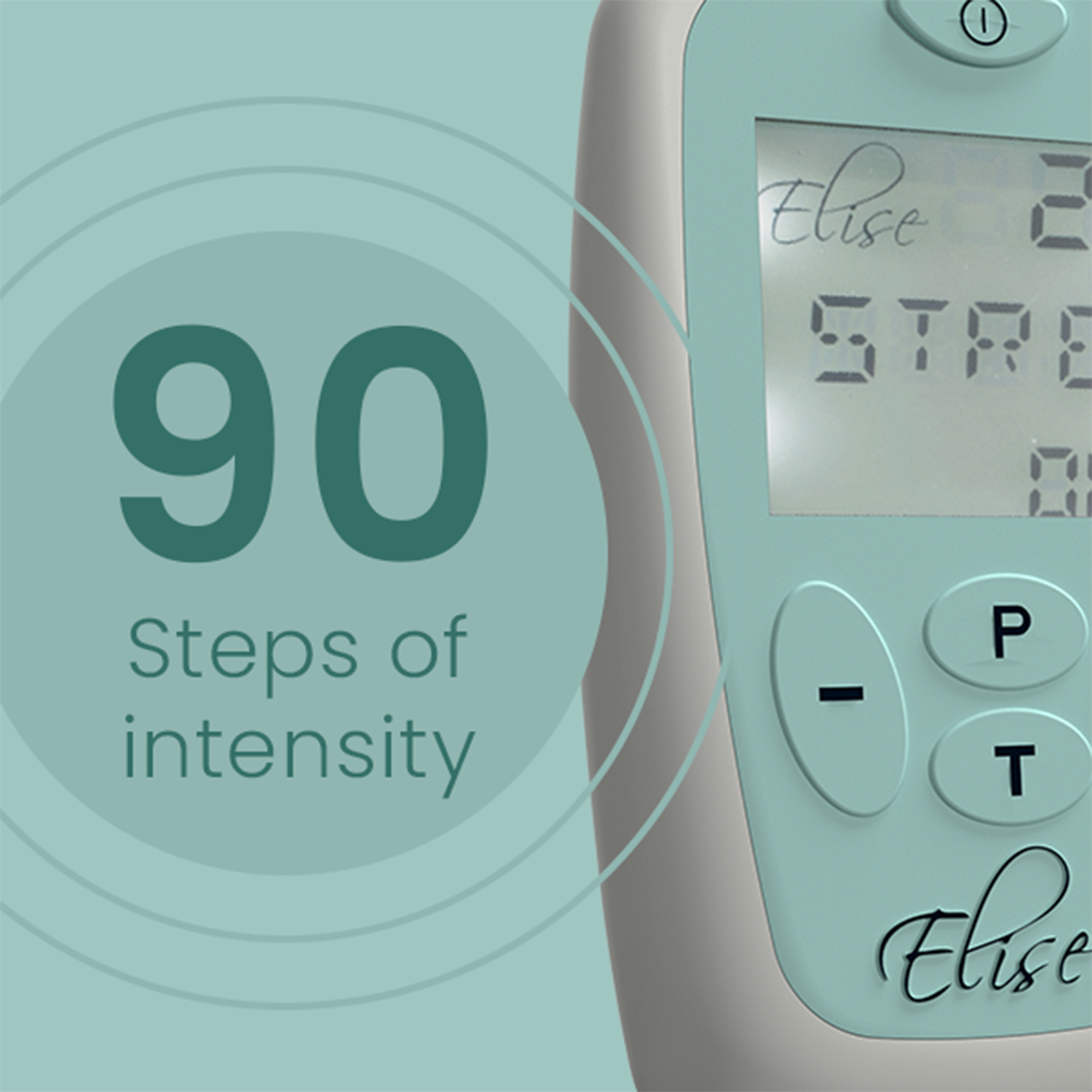 Close-up of the Elise 2 unit, highlighting 90 steps of intensity