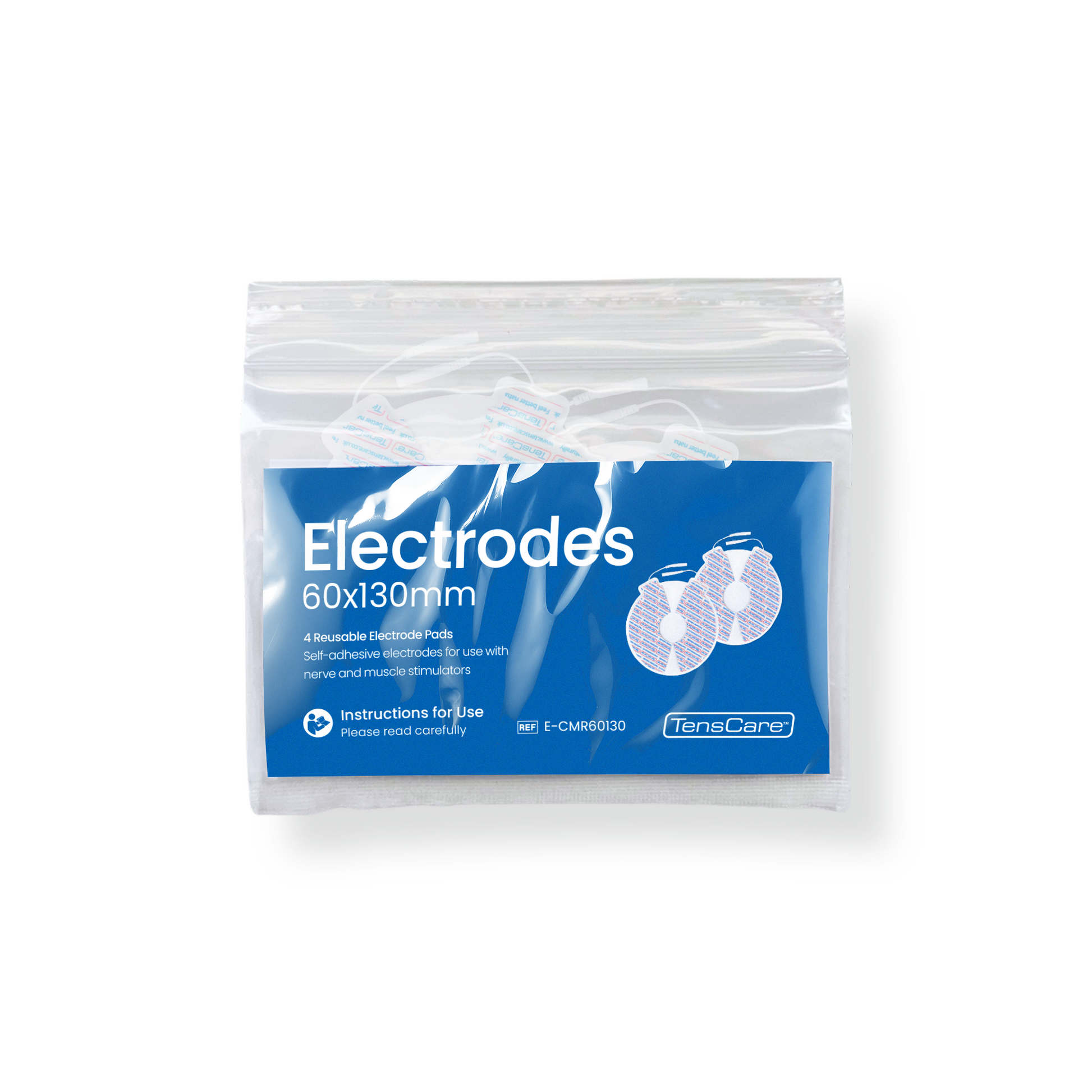 TensCare Electrodes 60 x 130 mm breast pad retail packet, front
