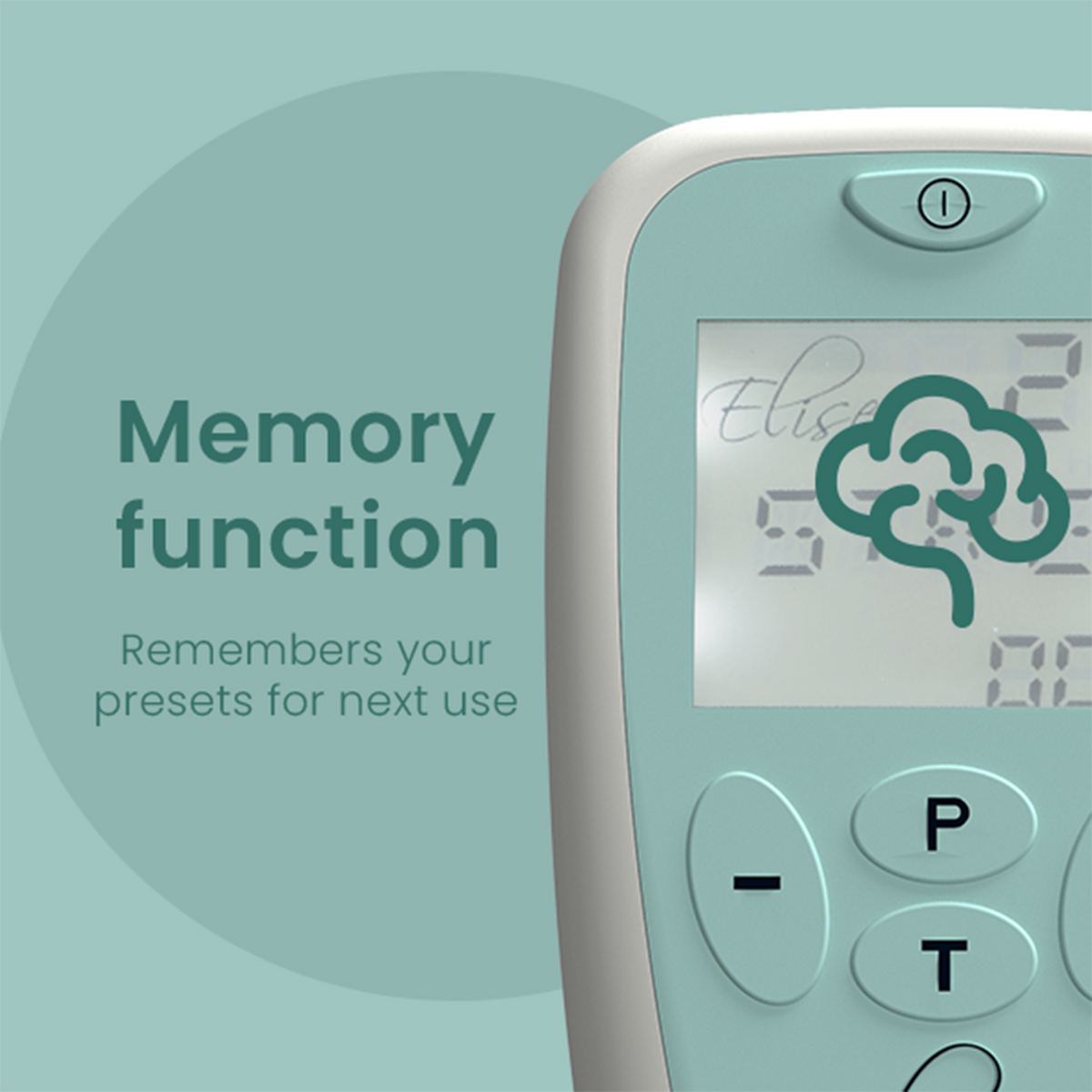 Close-up of the Elise 2 screen, highlighting the memory function that remembers presets