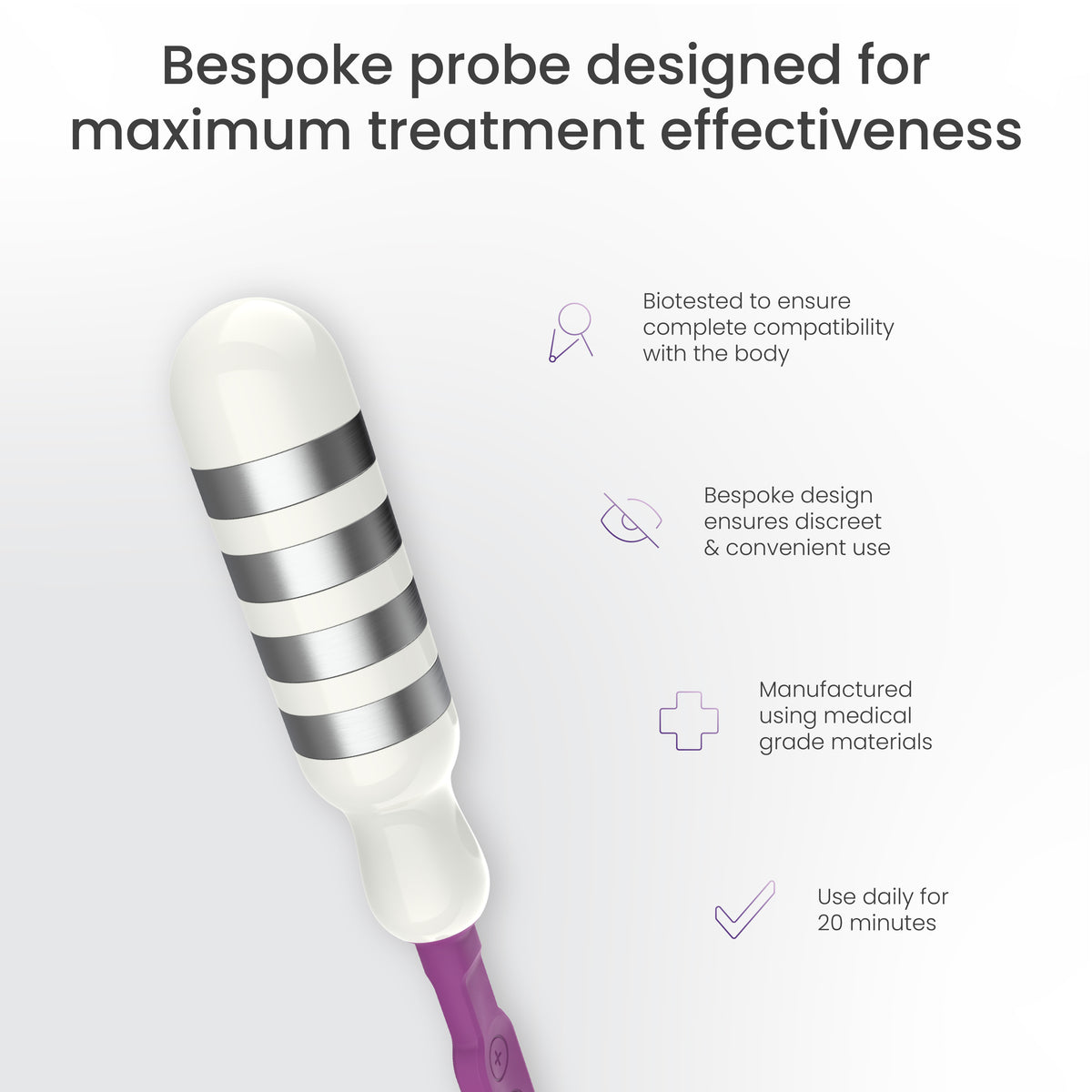 Close-up of the iTouch Go bespoke probe, biotested and made from medical grade materials