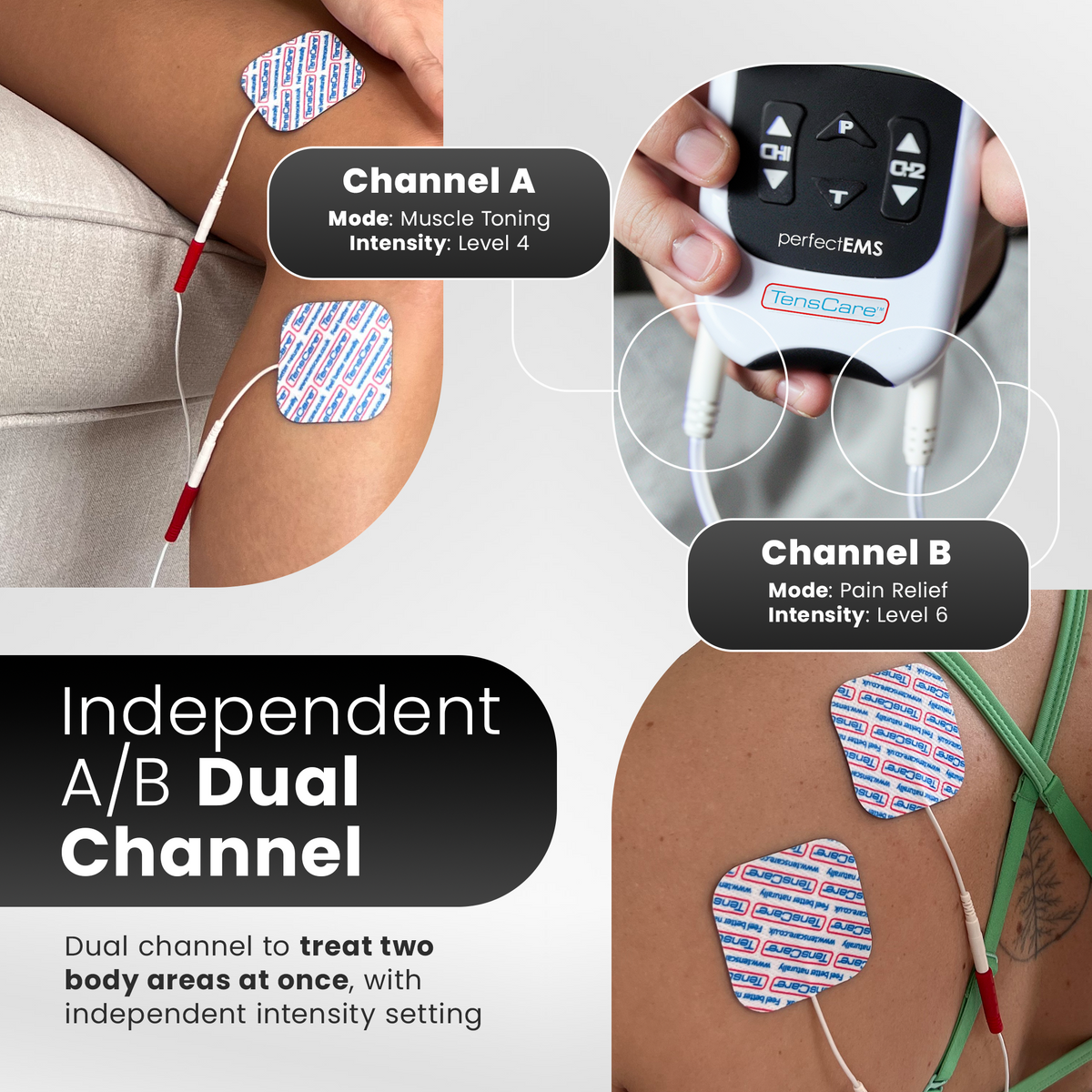 Perfect EMS independent A and B dual channel treating two body areas at once