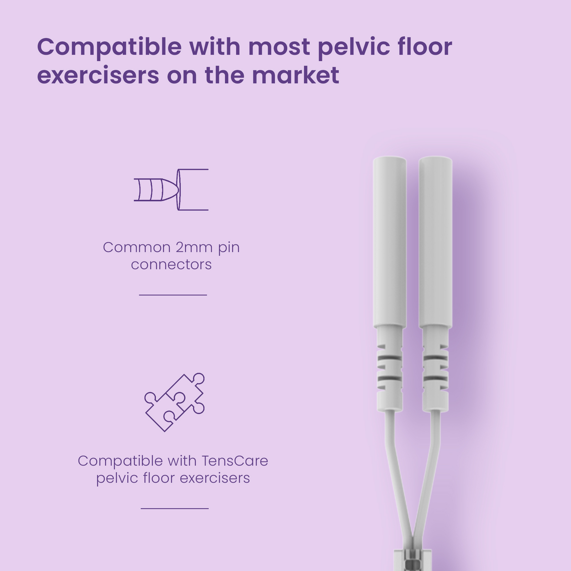Liberty Loop probe lead with common 2 mm pin connectors, compatible with TensCare pelvic floor exercisers