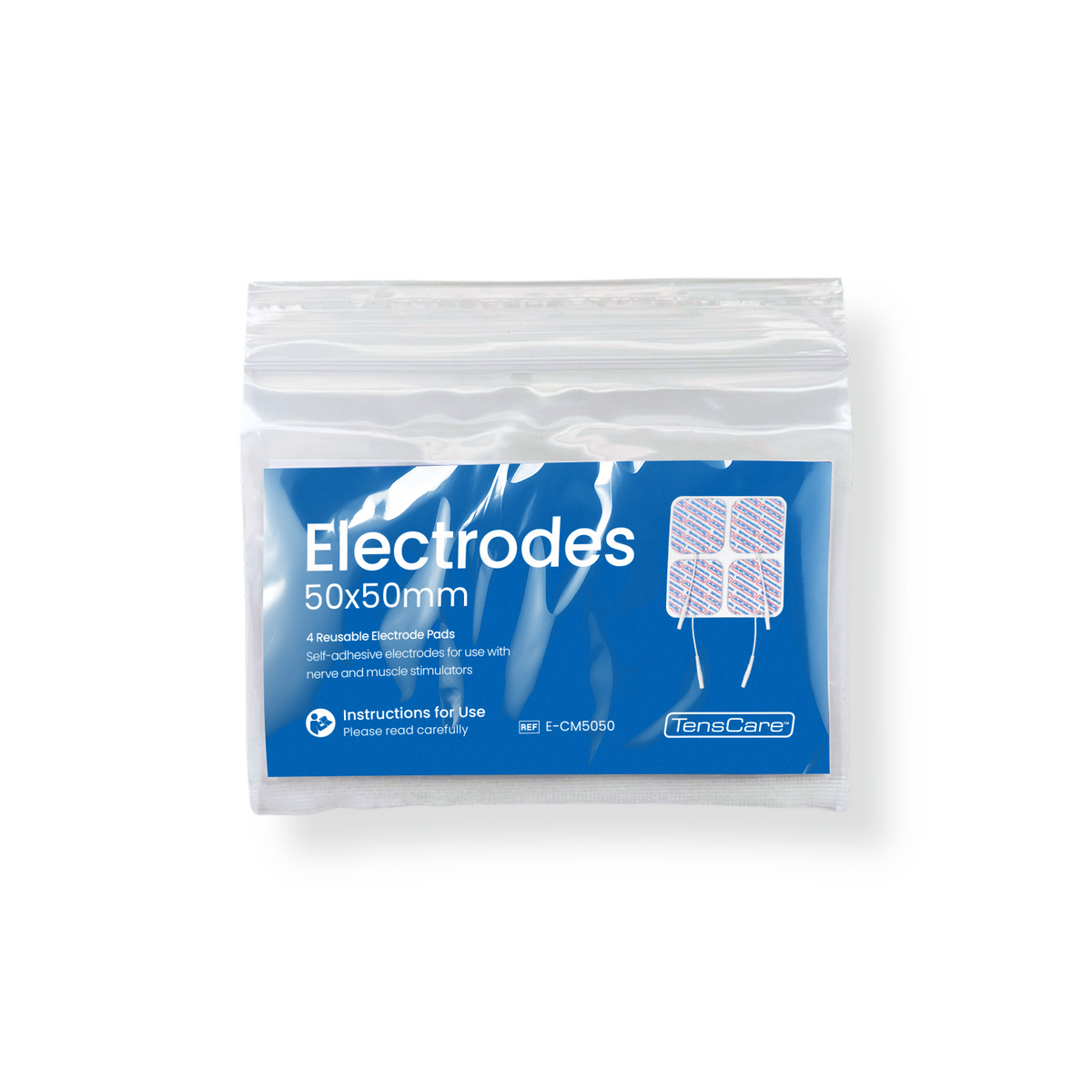 TensCare Electrodes 50 x 50 mm retail packet, front