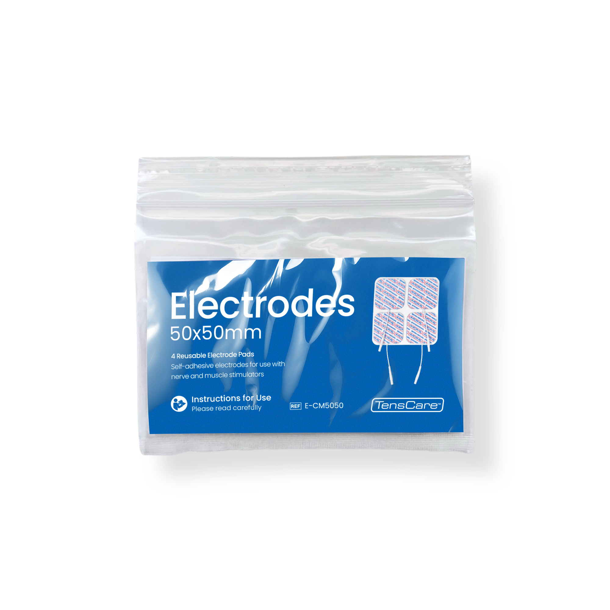 TensCare Electrodes 50 x 50 mm retail packet, front