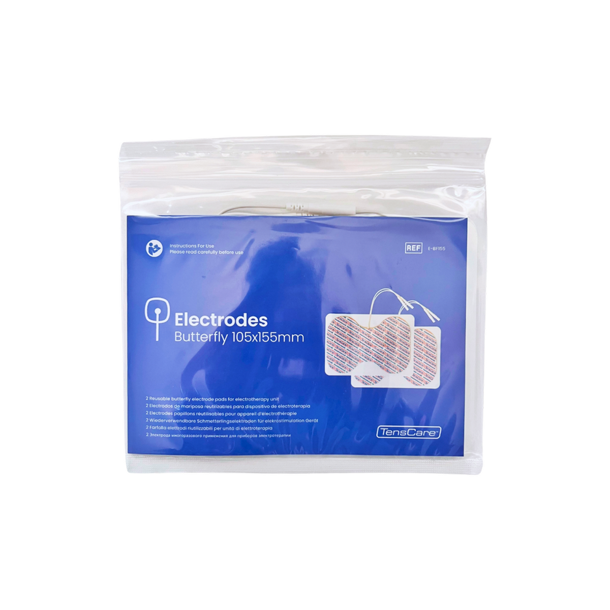 TensCare Electrodes butterfly 105 x 155 mm retail packet, front