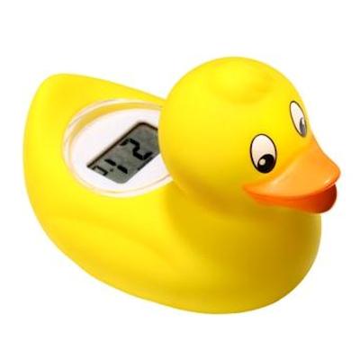 Digi Duckling yellow floating bath thermometer with digital temperature display, front view