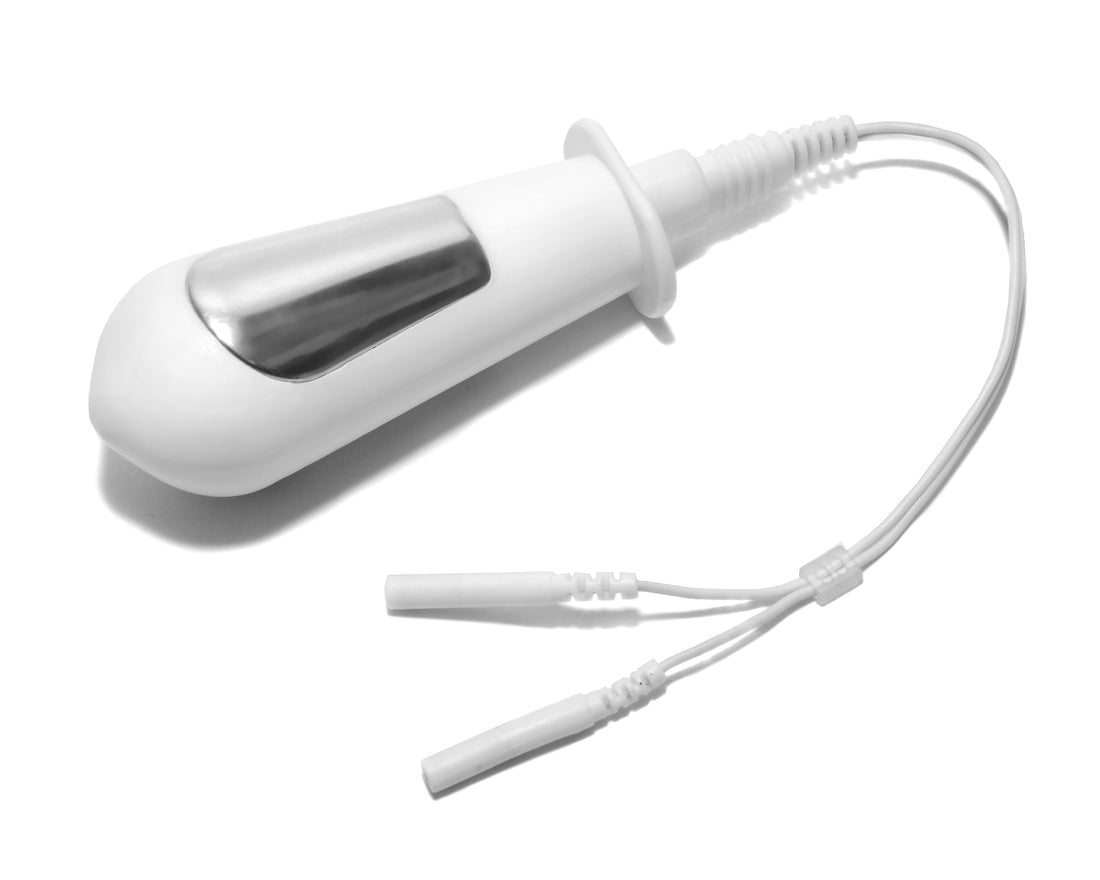 TensCare Liberty vaginal probe electrode with lead wires and 2 mm pin connectors