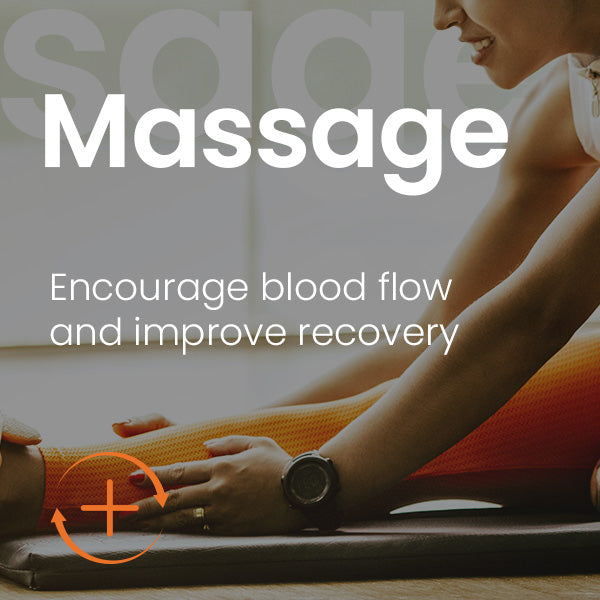 Massage therapy on a leg; Unifit massage encourages blood flow and improves recovery