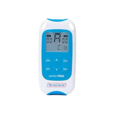 TensCare Perfect TENS pain relief unit in blue and white