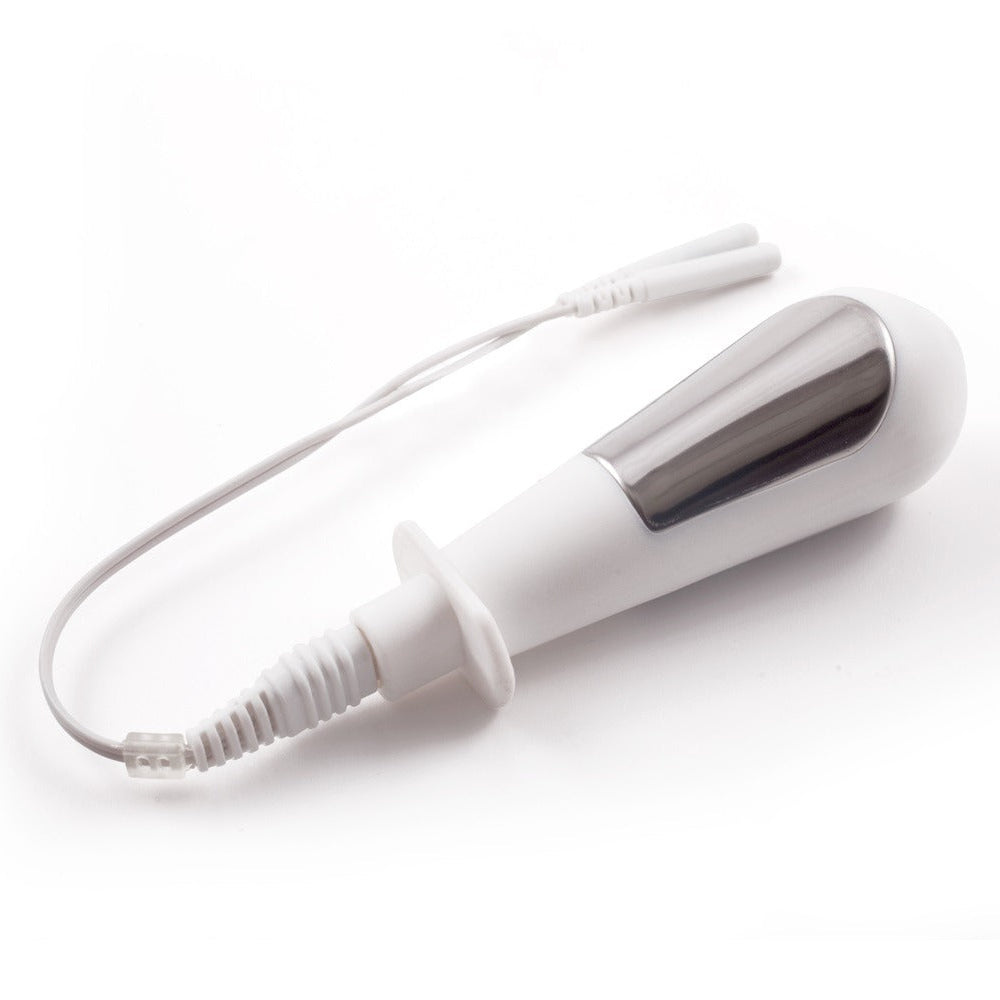 Close-up of the TensCare Liberty vaginal probe showing its stainless steel electrode