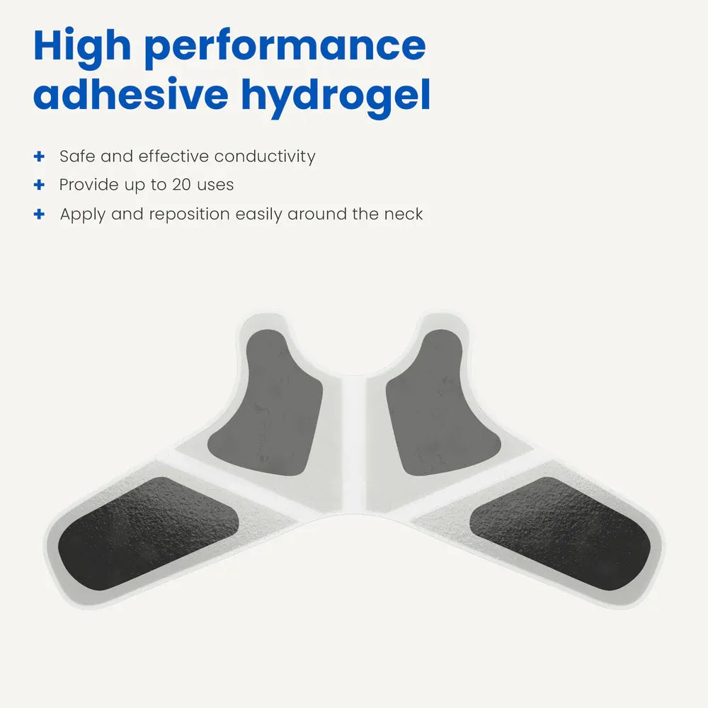 Reverse of the TensCare neck pain electrode showing its adhesive hydrogel surface