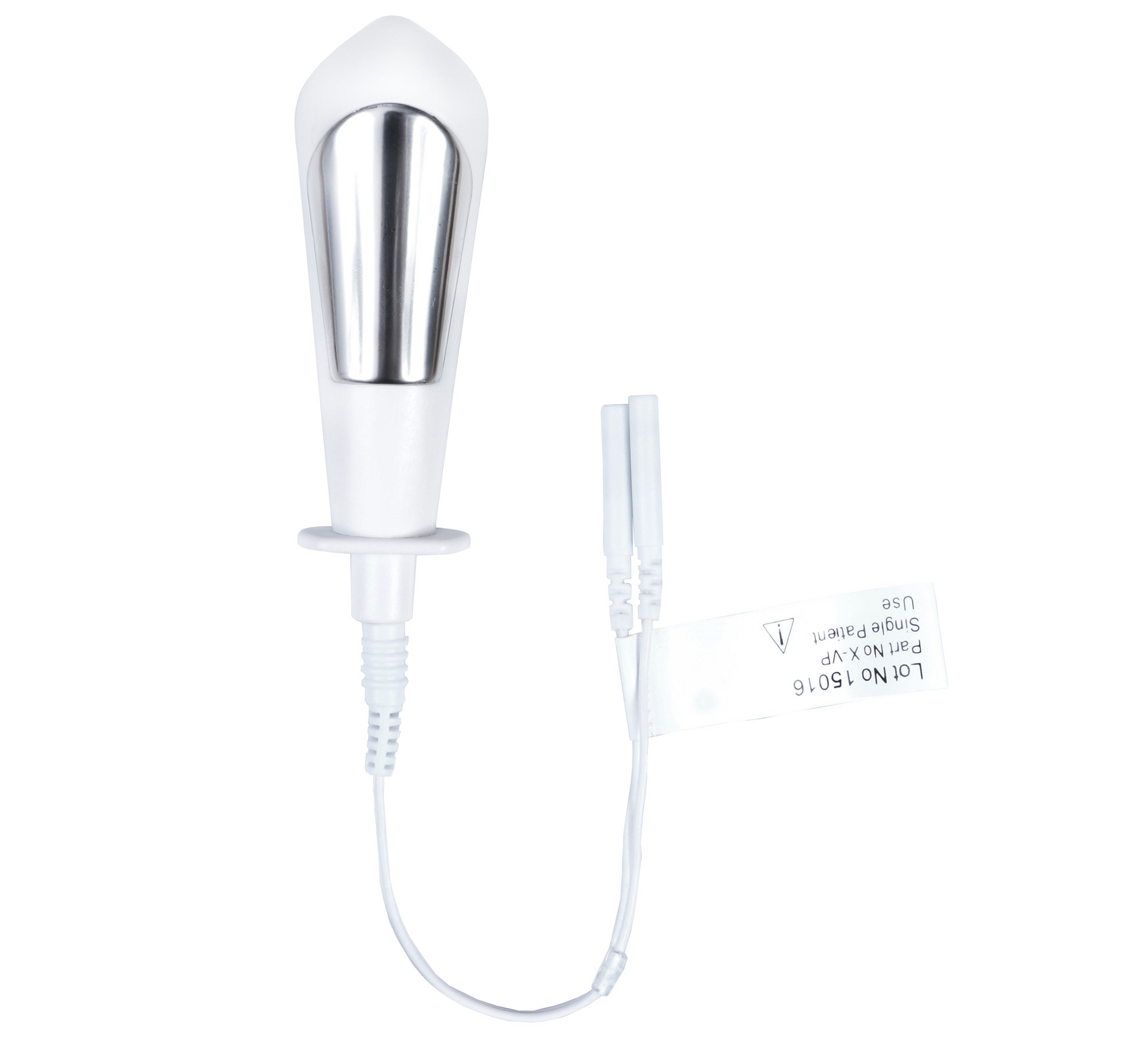 TensCare Liberty Plus vaginal probe upright, with its coiled lead and product label