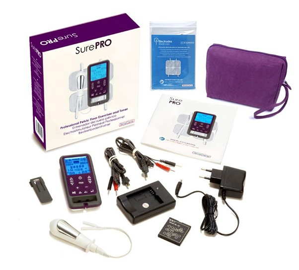 Full Sure PRO kit: unit, probe, retail box, carry case, electrode pads, lead wires, charger and battery