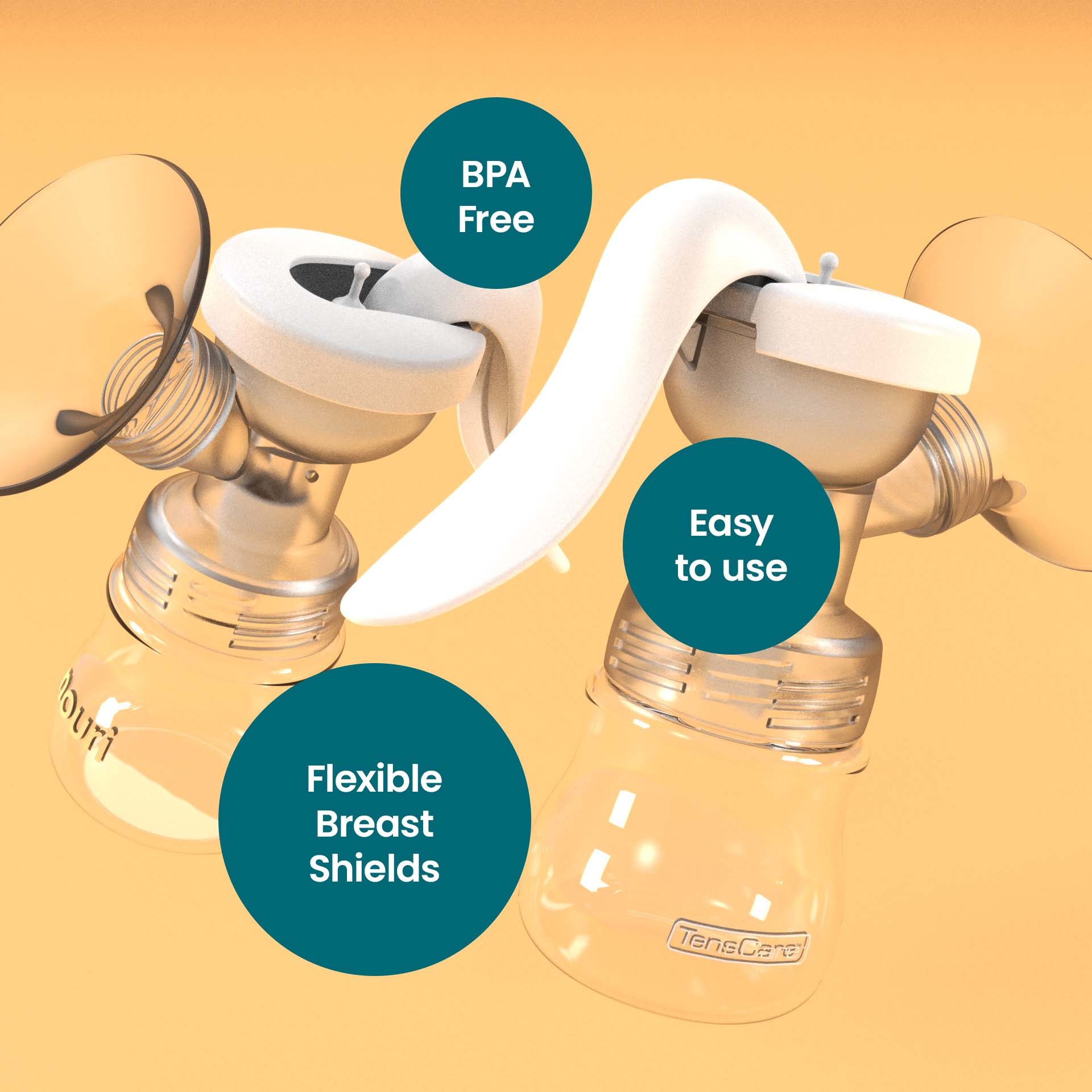 Nouri Manual pump: BPA free, easy to use, with flexible breast shields