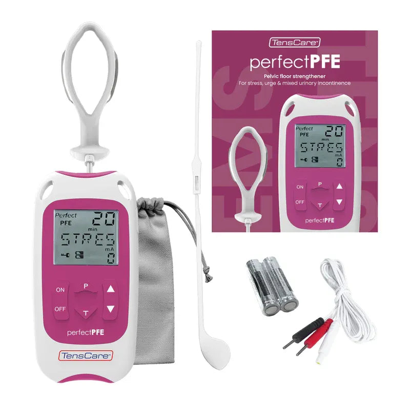 Full Perfect PFE for women kit: unit, probe, storage pouch, batteries, lead wires and retail sleeve
