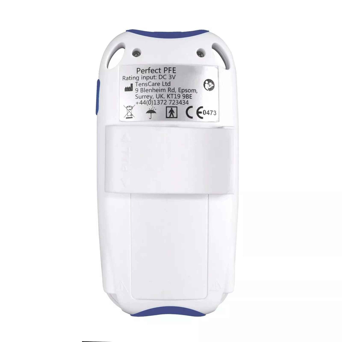 TensCare Perfect PFE unit, reverse showing the rating label