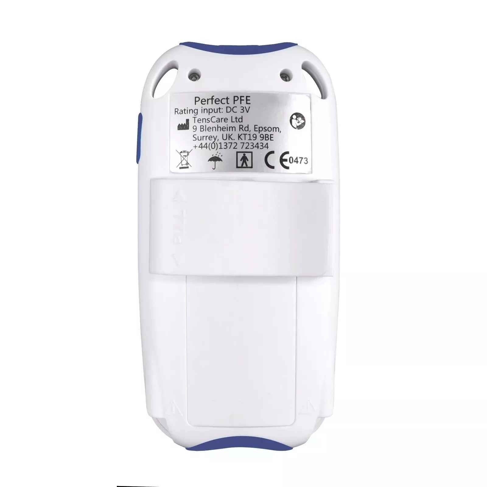 TensCare Perfect PFE unit, reverse showing the rating label