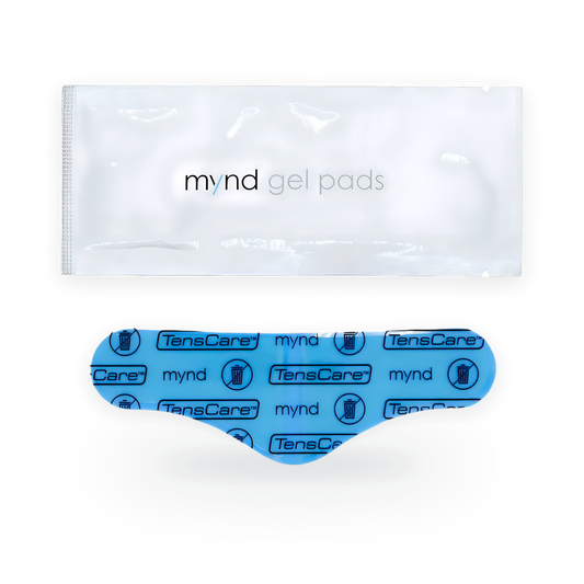 TensCare Mynd gel pad sachet with a blue backed replacement gel pad