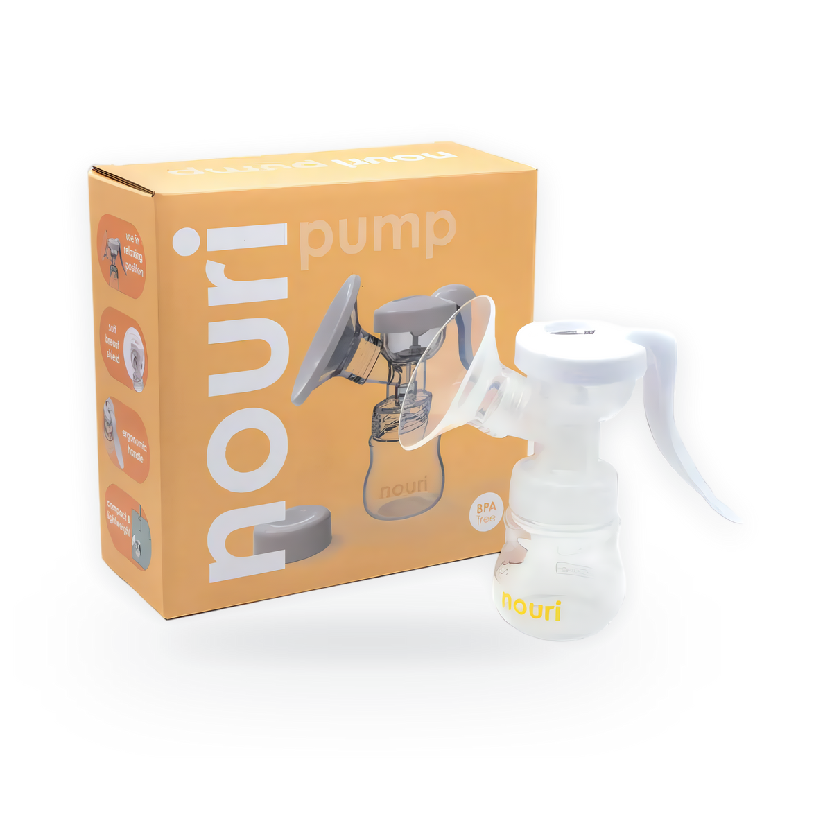 TensCare Nouri Manual handheld breast pump with its retail box