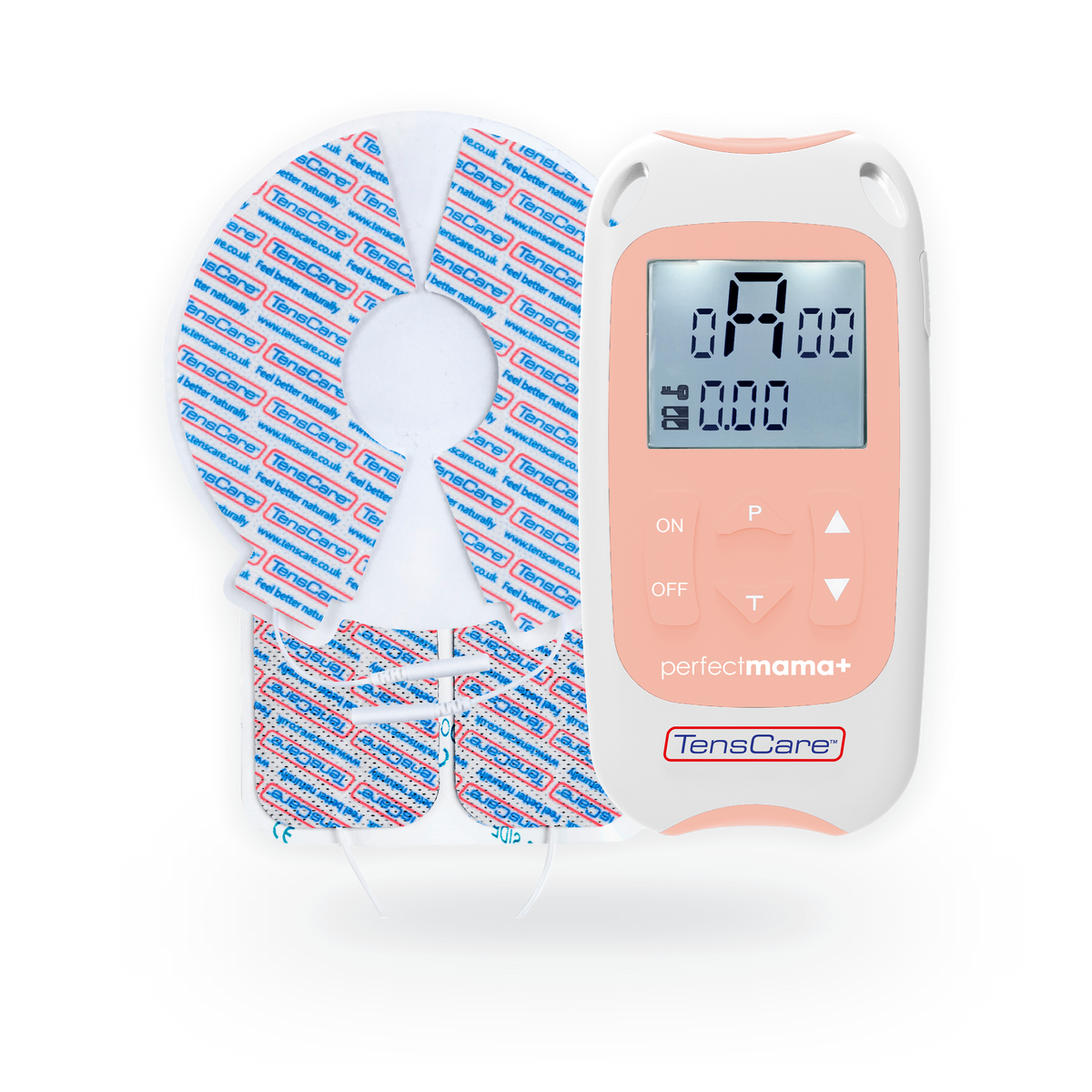 TensCare Perfect Mama+ maternity TENS unit with its large maternity electrode pads