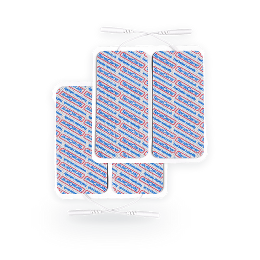 Four TensCare Perfect MamaTENS replacement electrode pads with lead wires