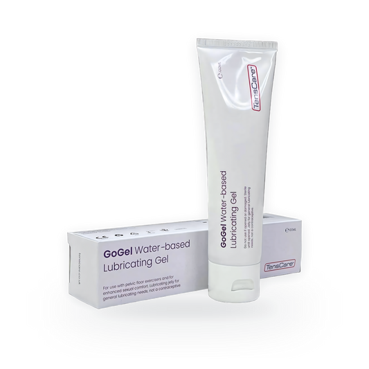 TensCare GoGel water-based lubricating gel tube with its carton